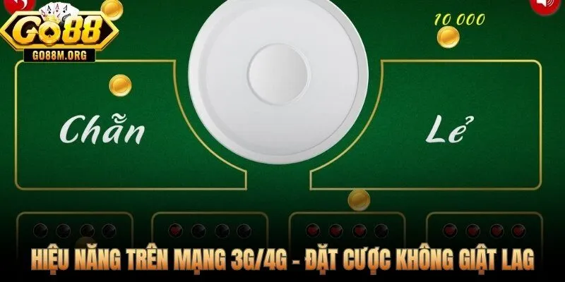 Xóc đĩa mobile Go88 phản hồi dưới 0,5 giây trên 3G/4G thực tế