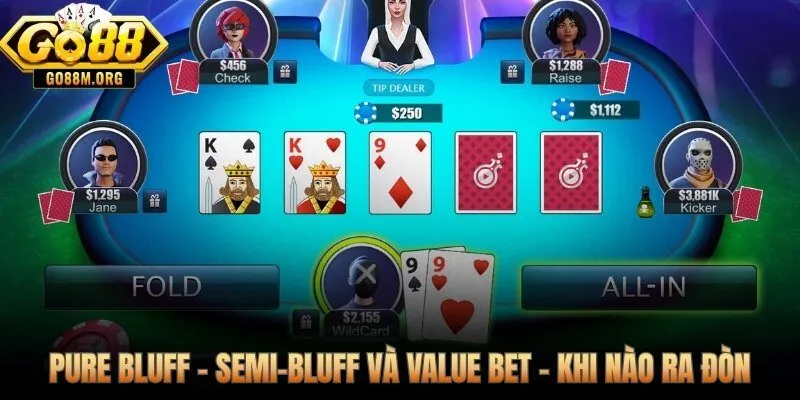 Bluff poker online và chiến thuật value bet kiểm soát pot hiệu quả